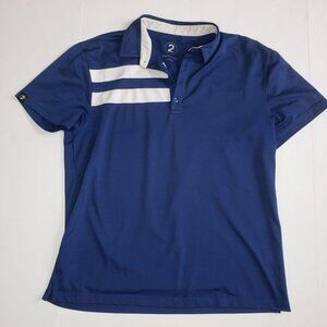𝅺2gg Mens Dark Blue White Polo Golf Shirt Size L Short Sleeve